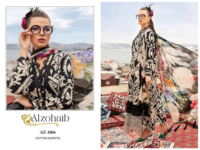 M Basic 1066 By Alzohaib Cotton Embroidery Patch Pakistani Suits Wholesale Shop in Surat
